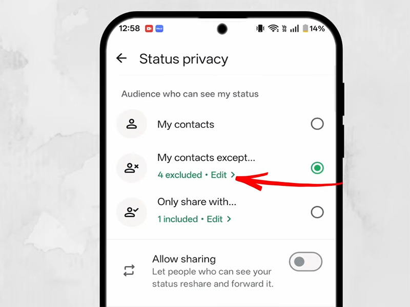 How to Hide Status from Specific Contacts Only