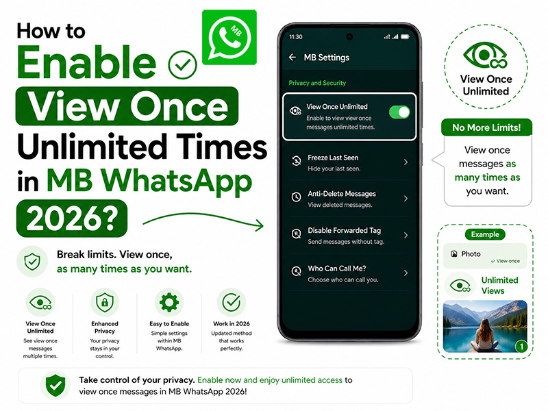 How to Enable View Once Unlimited Times in MB WhatsApp 2026?